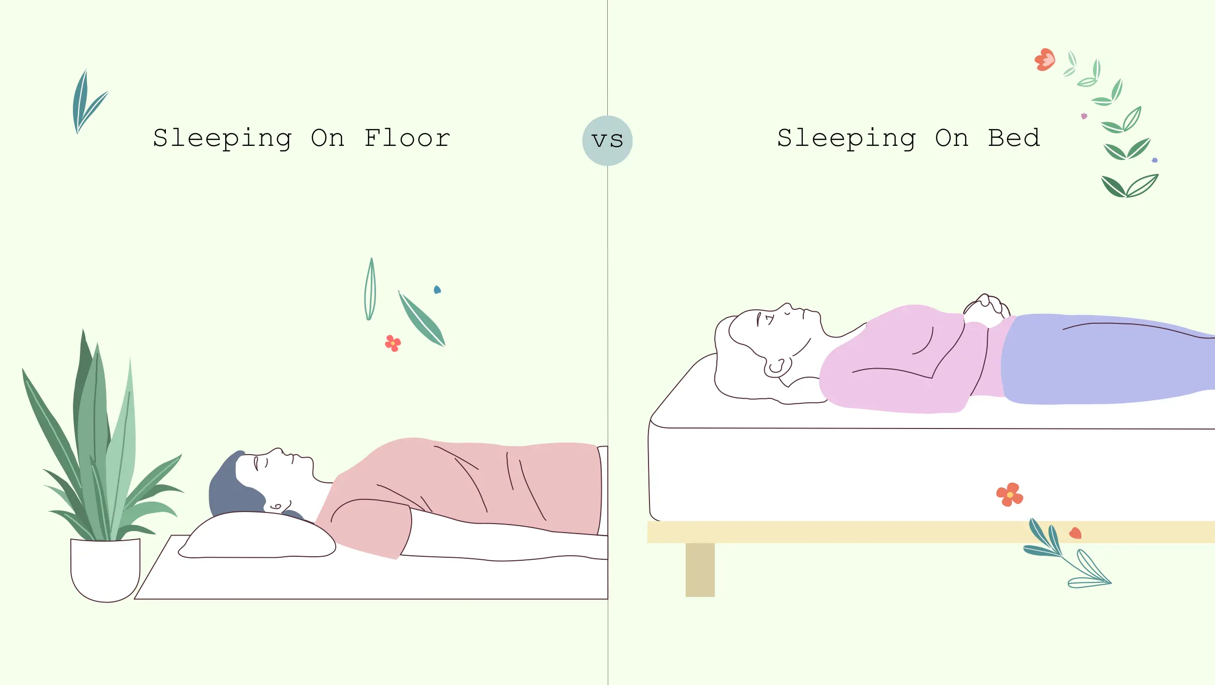 xxx sleeping on floor vs sleeping on bed Illustration of sleeping on floor vs sleeping on bed